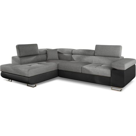 Canapé Convertible d'Angle Gauche "Toms" 255cm Gris (1/3)