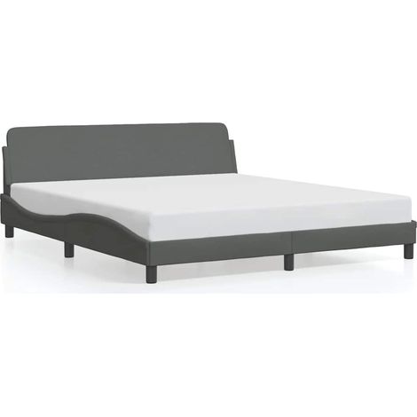 Lit double Lit adulte Cadre de lit Dover gris foncé 160x200 cm tissu (1/5)