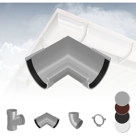 Sistema di grondaie - 90mm in plastica PVC, selezione di componenti - RainWay 90: Grigio, Angolo interno 90