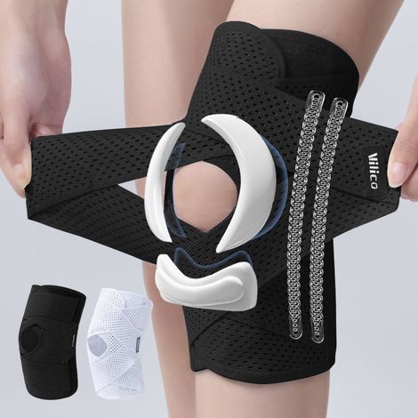 Genouillère monobloc pour déchirure du ménisque, douleur au genou, genouillère respirante et réglable avec stabilisateurs latéraux pour la douleur a (1/5)