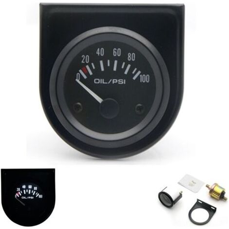 ALLIANDISManometre d'huile automobile reamenagement 52mm Instrument de pression d'huile automobile 0 100PSI Manometre d'huile avec capteurs 12.0V Instrument general automobile compteur de vehicule (1/4)