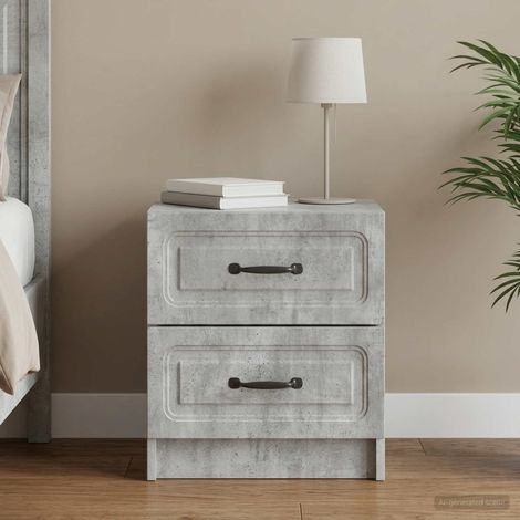 Table de chevet à 2 tiroirs en bois d’ingénierie gris béton 43 x 34,5 x 44,5 cm, 12.97kg - PANGIVO (1/5)