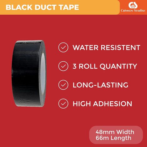 Ruban adhésif 3 rouleaux de x imperméable multi usages intérieur et extérieur 48 mm 45 m Noir (1/5)