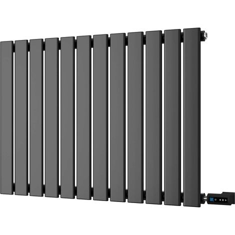 Typhoon - Black Horizontal Electric Radiator H600mm x W816mm Single Panel 600w Thermostatic WIFI