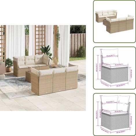 Salon de jardin avec coussins 7 pcs beige résine tressée - Ensemble Salon De Jardin - Mobilier De Jardin - Salon De Jardin Design - Meubles De Jardin Résistants - Canapé D'extérieur (1/5)