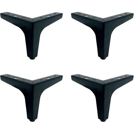 Pieds de canapé de 13 cm, un ensemble de 4 pieds de meuble triangulaires en métal, pieds de remplacement noirs adaptés aux canapés, chaises et tables. (1/4)