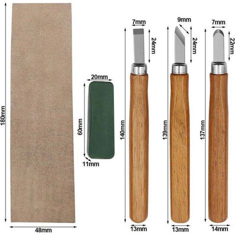 Set di 10 utensili per intaglio del legno, kit per intaglio del legno con 3 scalpelli, 3 coltelli per intaglio del legno, set di coltelli per intaglio, utensili professionali per intaglio del legno pe (1/3)
