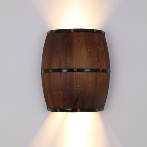 Vintage Holz und Metall Glas Wandleuchte E27-Fassung, Rustikal und Industriell Stil für Wohnzimmer