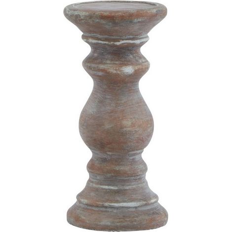 Siena Small Column Candle Holder - Ceramic - L10 x W10 x H20 cm - Brown