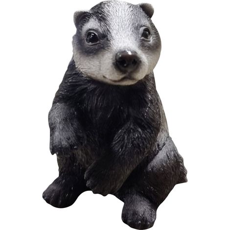 Dekofigur Dachs sitzend 14 x 10 x 10 cm schwarz-weiß Dekoartikel