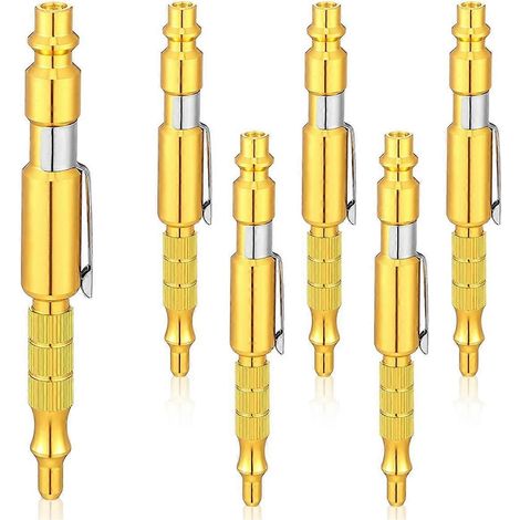 Lot de 6 pistolets à air comprimé de poche réglables de type I/M, embout 1/4 po, pour compresseur, stylo souffleur d'air pour le dépoussiérage, doré (1/5)