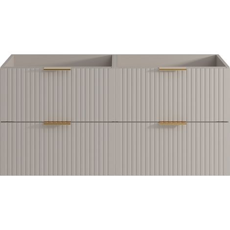 Meuble sous vasque suspendu strié - Beige - L120 cm - ZEVARA (1/4)