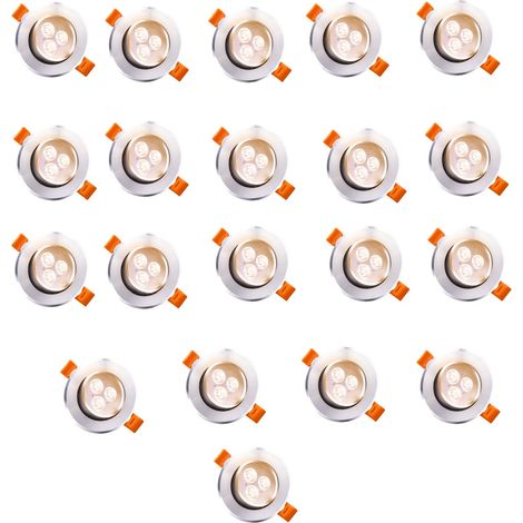 Jiubiaz Spots Encastrable LED Pour Plafond Orientables 3W 85mm Pour Plafond Salon Chambre Bureau Cuisine Salle De Bain 3000K Blanc Chaud 20 Pièces