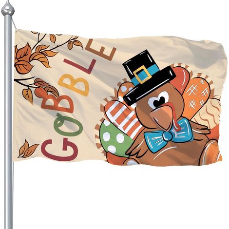 Décoration murale automnale 2026 pour Thanksgiving : drapeau national, ambiance fête des récoltes, feuilles d'érable, citrouilles, dindes - 90 x 150 cm (double face, sans tissu occultant au centre) -