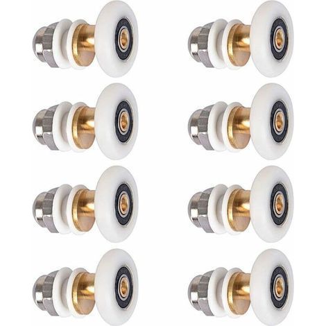 Roulette Porte Douche,Roulettes de Porte Coulissante Cabine de Douche Porte Poulies Roue de Rechange pour Rouleau avec Diamètre de Roues 27mm,8 Pièces (1/5)