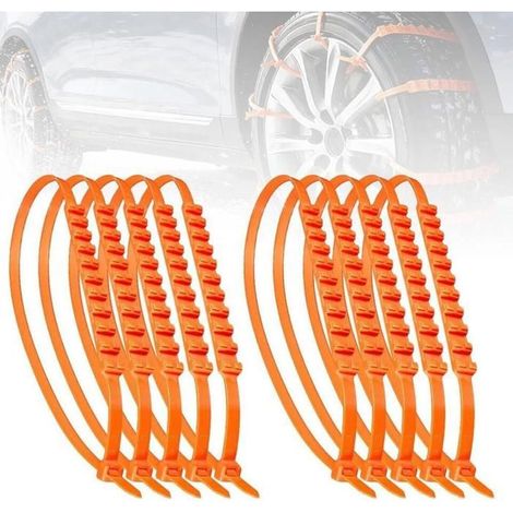 Chaînes à Neige pour Camions,10 Pièces Sangles pour Roues d'Hiver,Chaînes Anti-Dérapantes,Pour Conduite Hivernale Camping Montagne (1/4)
