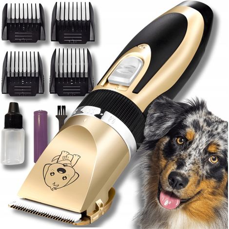 Cortapelos inalámbrico dorado para perros y animales, 35 W, 4 boquillas.