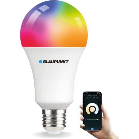 BLAUPUNKT AMPOULE SMART E27 - LED WIFI À CHANGEMENT DE COULEUR - ÉCLAIRAGE D'UNE PIÈCE BLANC CHAUD À LUMIÈRE DU JOUR FROIDE - GR