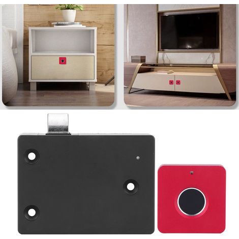 Home Smart Kompakt-Fingerabdruckschloss aus Aluminiumlegierung für Schrankschubladen, rot, quadratisch. (1/5)