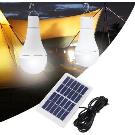 Ampoule LED solaire étanche avec télécommande et minuteur, luminaire d'extérieur, idéal pour un jardin, une randonnée (1/3)