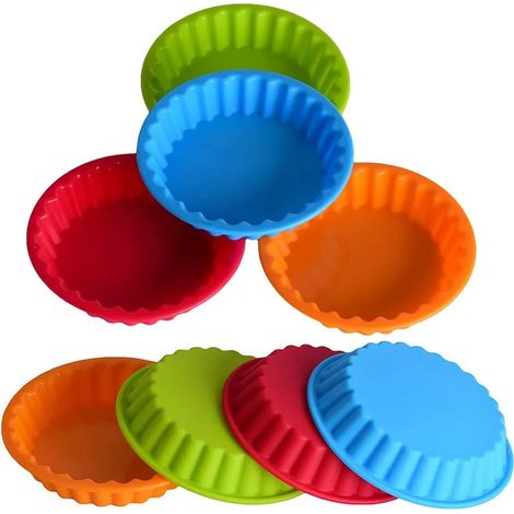 Silikon Backform Rund, 12 Stück Wiederverwendbare Mini Tarteform Antihaft Kuchenform Gebäck Backformen Obsttorten Quicheformen (1/5)
