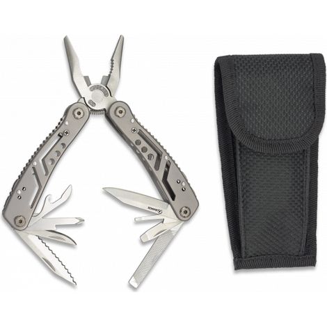 Pinza multiuso Albainox con 19 funzioni, mango alluminio, dimensione totale 10,5 cm