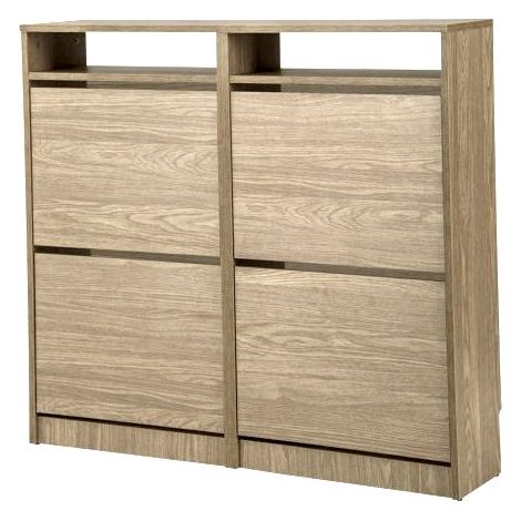 TOPKIT. Étagère à chaussures Hall Tamesis 54ab. Étagère à chaussures. Étagère à chaussures d'entrée avec 4 portes pliantes. Chêne (1/5)