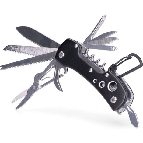 Multitool mit Karabiner, schwarzes Modell der Kilimanjaro EDM-Serie