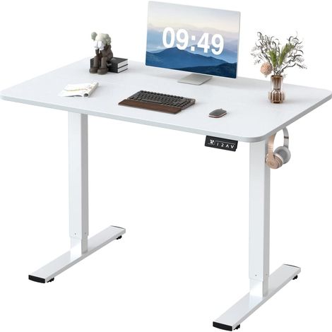 Devoko – Bureau assis debout électrique – Réglable de 73 à 122 cm – Moteur silencieux – Système anti-collision – Charge max 70kg – Design T-stable
