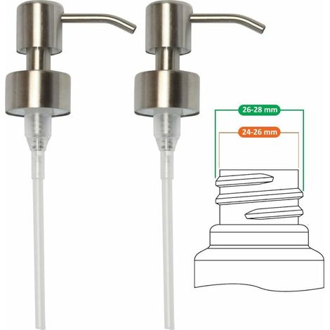 Pompa di ricambio per dispenser di sapone liquido - Acciaio inossidabile, finitura spazzolata, 2 pezzi - 28 mm