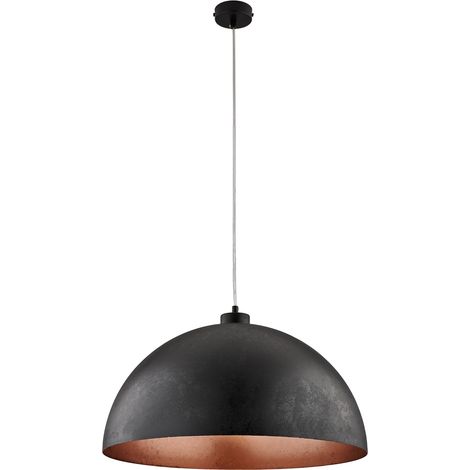Sospensione Industrial 1 Luce Marcus In Ferro Laccato Nero E Rame Diam 50 (1/3)