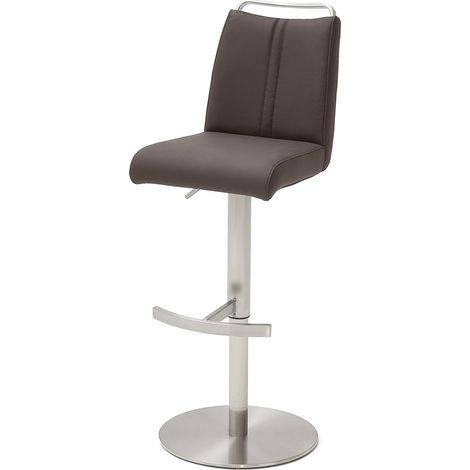Tabouret de Bar pivotant à 360° Aspect Cuir Nubuck réglable en Hauteur Marron (1/5)