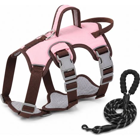 harnais et laisse solide et durable S 32 x 29 cm rose