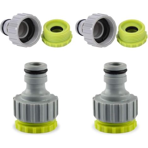 Lot de 4 raccords de robinet 1/2" 3/4" 2 en 1 pour robinet de jardin (1/5)