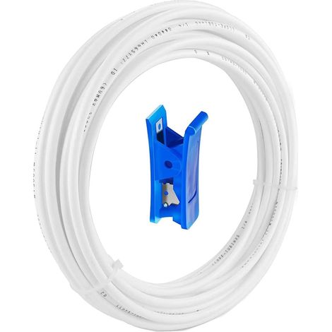 Universal 10M Water Line Connection Kit Water Supply Pipe Fitting for Refrigerator Osmosis Water Filter Fitting (3/8")+Pipe Cutter (1/5)