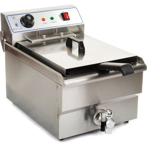 Friggitrice in acciaio inox 1 vasca da 10 litri e resistenza estraibile rubinetto di scarico professionale 3614011
