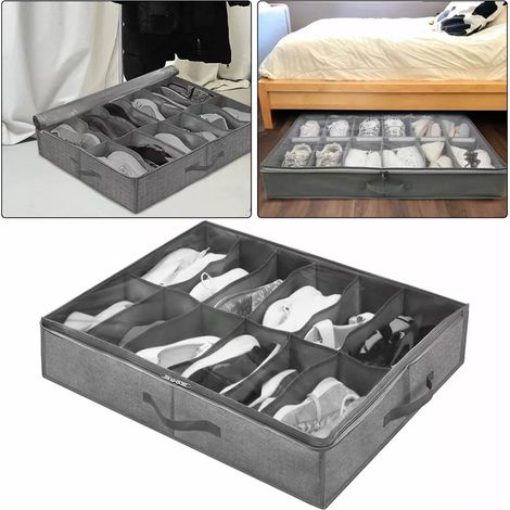 Schuhaufbewahrung für unter das Bett, Typ: [Fach] Hersteller: Independent Abmessungen: Standard Material: Karton + Vliesstoff Farbe: Glattes Grau Menge: 1 (1/5)
