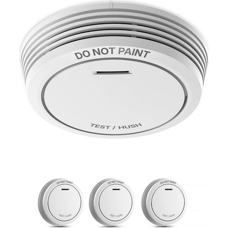 Détecteur de Fumée Batterie de 10 Ans,Fixation Magnétique, 3 Pièce Alarme Incendie Sans Led Clignotante et Sans Perçage,Petite et Plate (1/5)