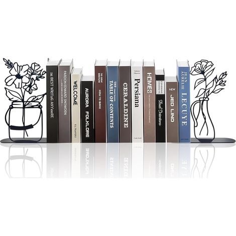 Vases à Fleurs Serre-Livres pour Étagères, Décoratif Joli Serre-Livres en Métal pour Livres Lourd, Support Livre pour Bureau Maison, Décoration de Bureau, Cadeau pour Amoureux des Fleurs (1/5)