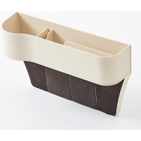 paire de boîtes de rangement pour siège auto, compartiments pour portefeuille et téléphone (beige, côté gauche)