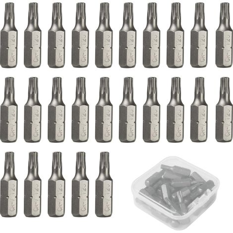 Jeu de 25 embouts de tournevis de 25 x 25 mm – Embouts de tournevis compatibles avec les tournevis et les perceuses, idéaux pour le bricolage, les réparations et les travaux ménagers (T20)