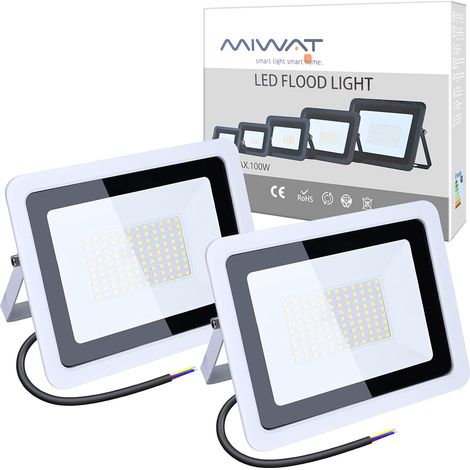 Lot de 2 Projecteurs LED 80W 6000K 6300ml Blanc Froid 220V, Lampe Extérieure Ultra Mince pour Jardin Rue Place (1/5)