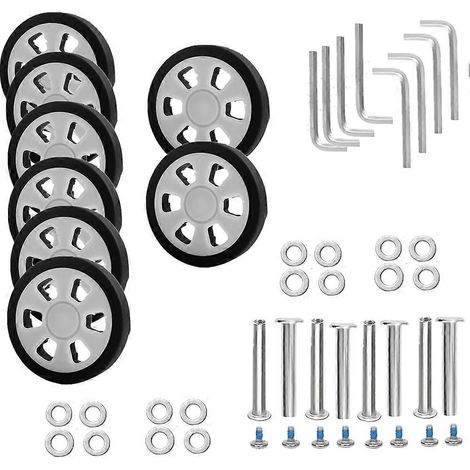 Roulettes de rechange pour valise (lot de 8), diamètre 55 mm (2,16 po), épaisseur 12 mm (0,47 po), en caoutchouc résistant et silencieux, pour valise B (1/5)