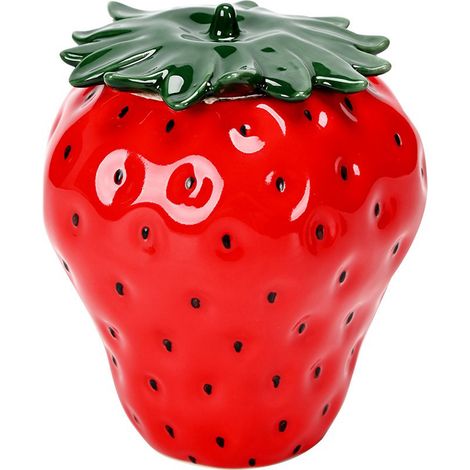 Boîte à thé en céramique rouge fraise, pot de rangement hermétique artisanal pour thé noir, design créatif étanche à l'humidité (1/4)