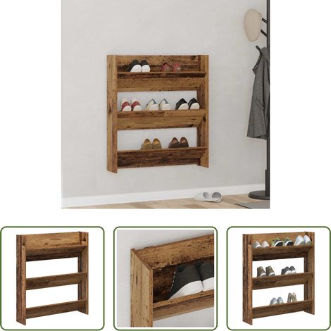 vidaXL Altholz Optik - Schuhregal Wandmontage Altholz-Optik 80x18x90 cm Holzwerkstoff (1/5)