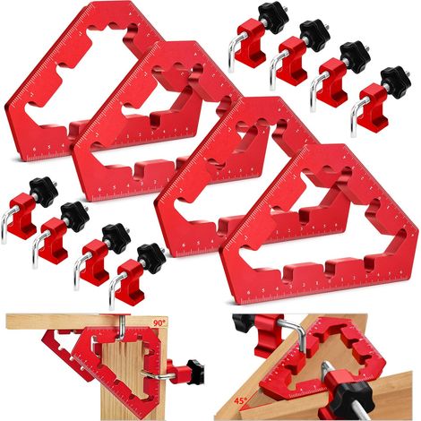 4 Stück 45/90 Grad Positionierwinkel Lottsall Rechtwinklige Klemme, Winkelspanner aus Aluminiumlegierung, Zimmermannswinkel für Holzbearbeitung, Heimwerken, Handwerk (1/5)