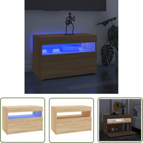 The Living Store TV-Schrank mit LED-Leuchten Sonoma-Eiche 60x35x40 cm - TV Schrank - Holzwerkstoff Möbel - Sonoma Eichen Dekoration - LED Beleuchtung - Wohnzimmer Einrichtung (1/5)