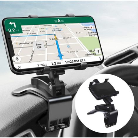 Support de téléphone voiture rotatif 360° - Fixation tableau de bord sécurisée pour iPhone, Samsung Galaxy et smartphones, support clip TIKA (1/5)
