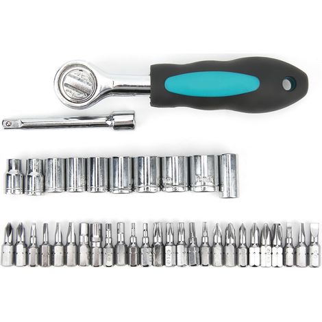 Clé à cliquet et douilles, set de 21812 en alliage chrome-vanadium et ABS, couple élevé, outillage de réparation, étui robuste. (1/5)