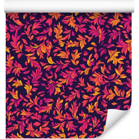 Papel pintado con intrincado estampado floral en tonos morados y ciruela, 50x1000 cm. (1/5)